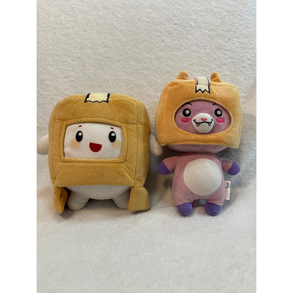 LankyBox Foxy and Boxy Plush Toy Set YouTube Merch Purple Tan 8-9 Inch